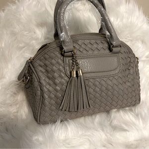 Grey woven leather mini duffle